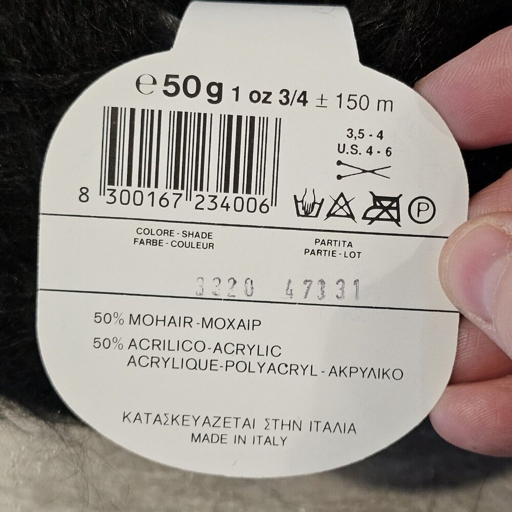 Lane Cervinia Softer Yarn 4 Skeins Mohair Blend Black #3320 50 Gram Skeins Italy - Picture 5 of 7